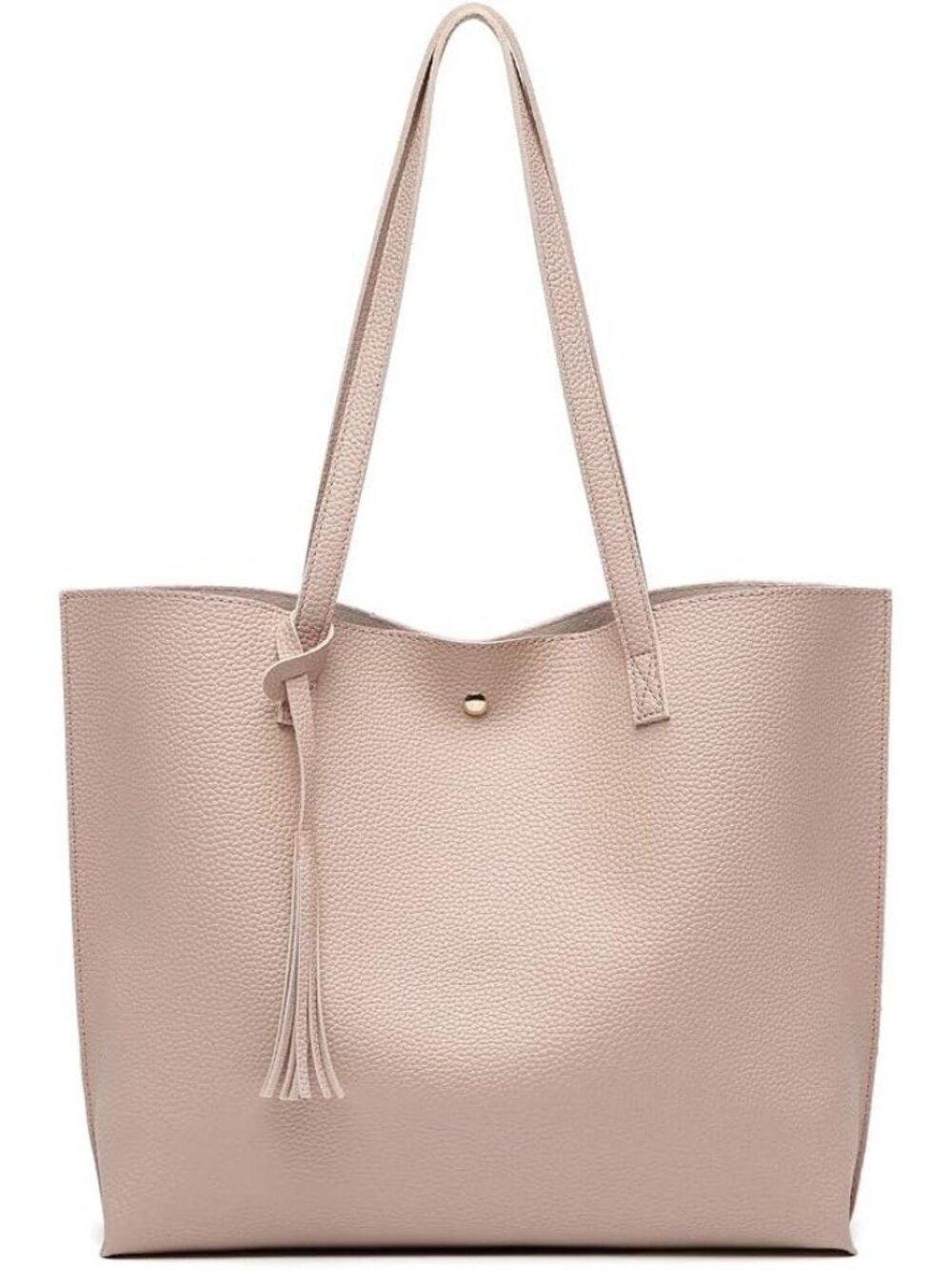 〽️Women's Apricot Faux Leather Big Capacity Tassel Casual Shoulder Tote Handbag